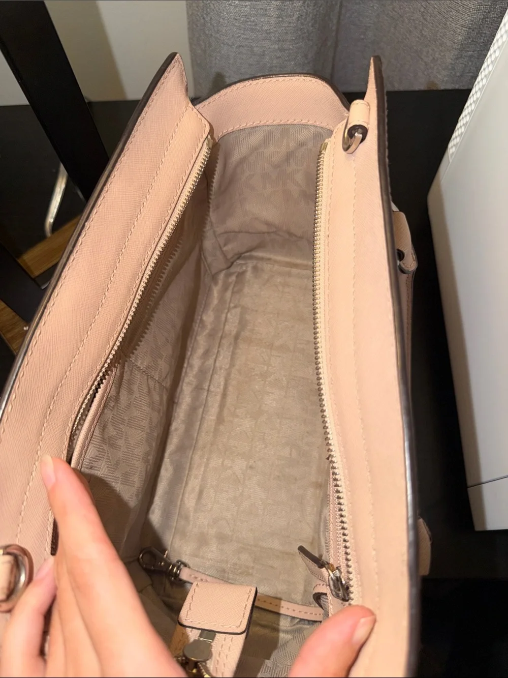 Michael Kors Pale Pink Saffiano Satchel with Strap
